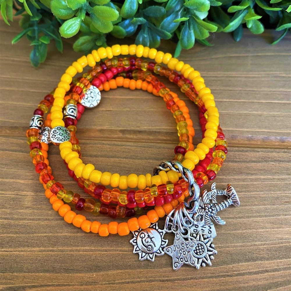 New Stack of 5 Boho Bracelets Southwest Colors - Picture 2 of 6